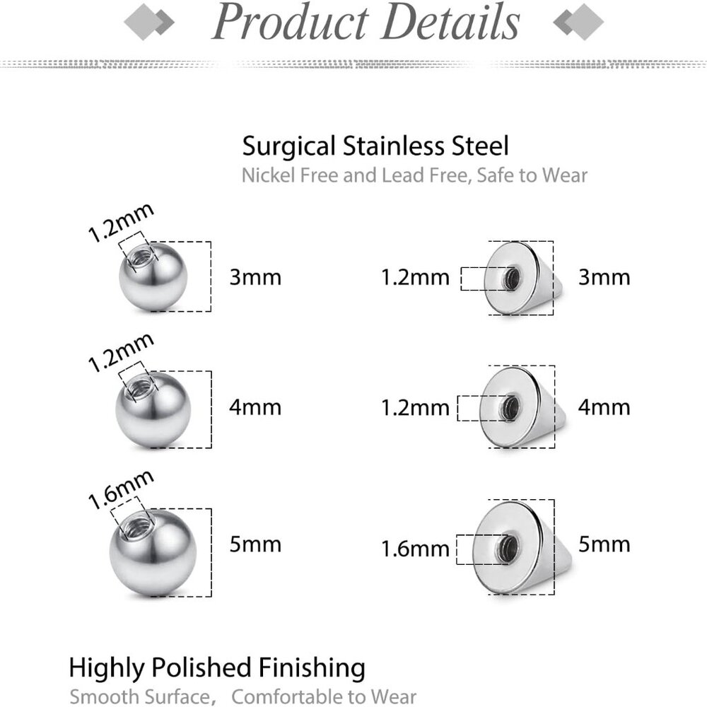 Trendy Fake Eyebrow & Lip Labret Rings - 159PCS Body Jewelry Set with Stickers - Picture 2 of 7